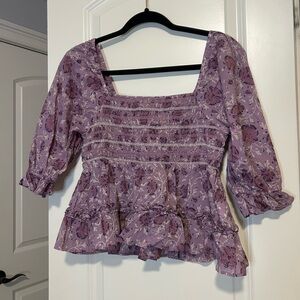American Eagle Outfitters Purple Floral Blouse